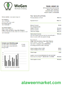 WeGen Energy Philippines utility business bill,  SCR